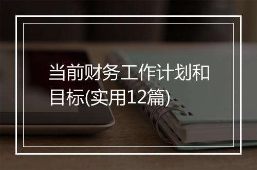 当前财务工作计划和目标(实用12篇)