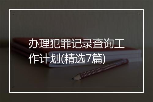 办理犯罪记录查询工作计划(精选7篇)