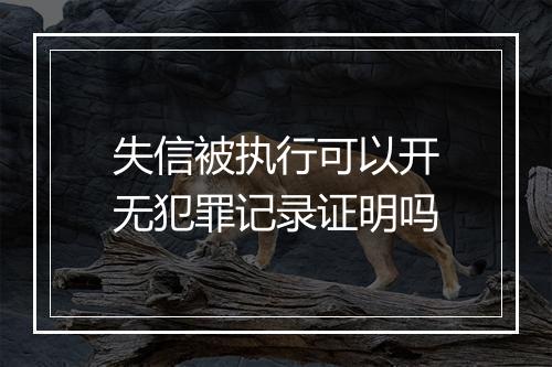 失信被执行可以开无犯罪记录证明吗