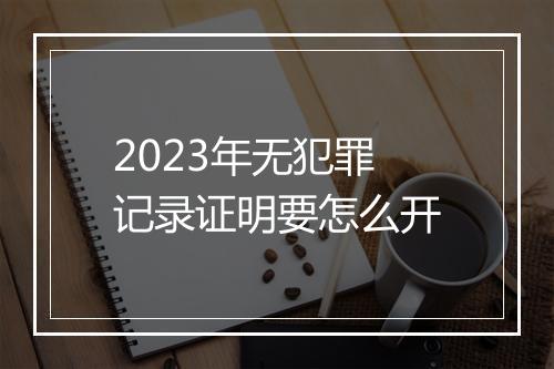 2023年无犯罪记录证明要怎么开