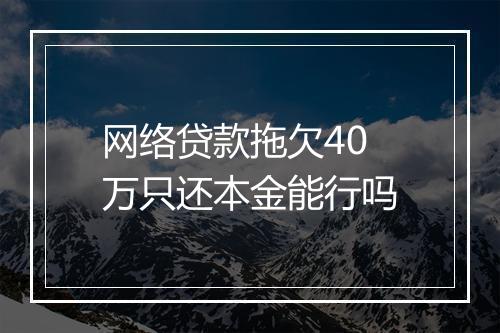 网络贷款拖欠40万只还本金能行吗