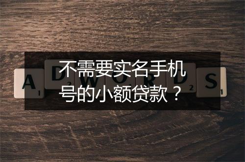 不需要实名手机号的小额贷款？