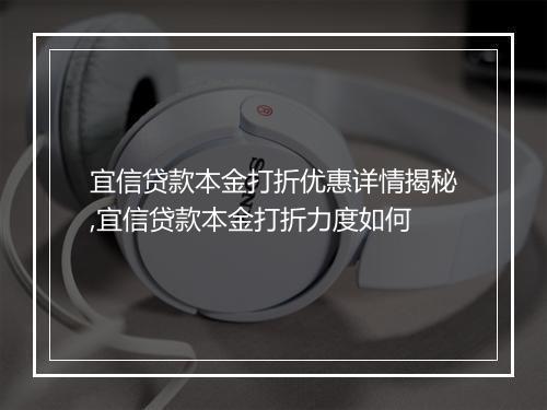 宜信贷款本金打折优惠详情揭秘,宜信贷款本金打折力度如何