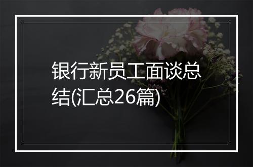 银行新员工面谈总结(汇总26篇)