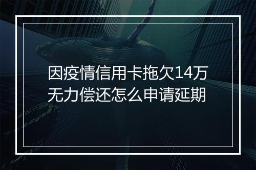 因疫情信用卡拖欠14万无力偿还怎么申请延期