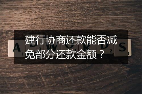 建行协商还款能否减免部分还款金额？