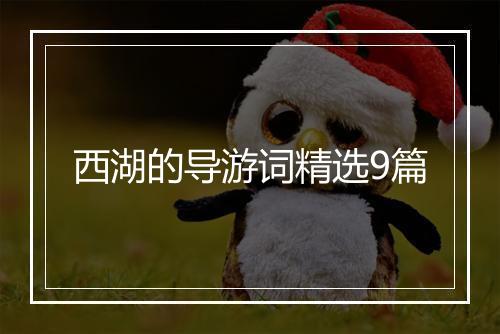 西湖的导游词精选9篇