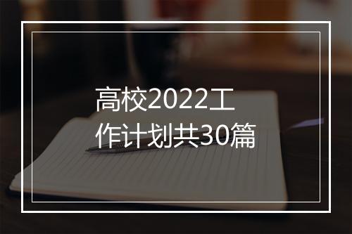 高校2022工作计划共30篇