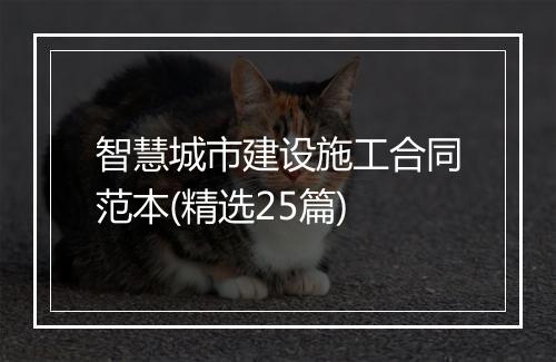 智慧城市建设施工合同范本(精选25篇)