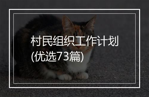 村民组织工作计划(优选73篇)
