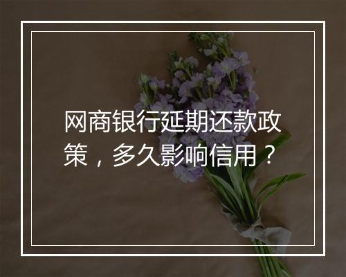 网商银行延期还款政策，多久影响信用？