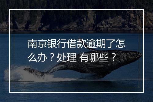 南京银行借款逾期了怎么办？处理 有哪些？