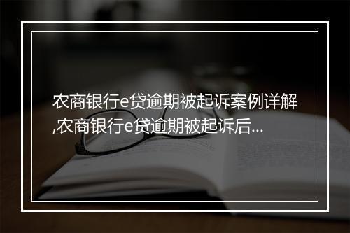 农商银行e贷逾期被起诉案例详解,农商银行e贷逾期被起诉后果分析