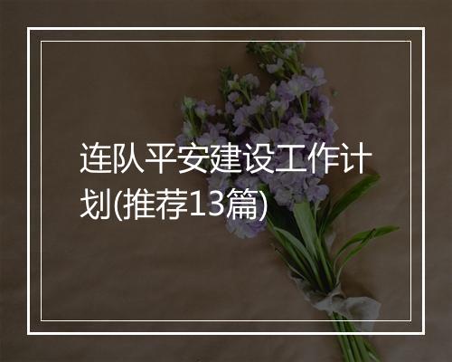 连队平安建设工作计划(推荐13篇)