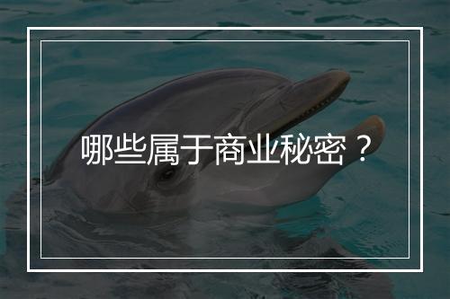 哪些属于商业秘密？