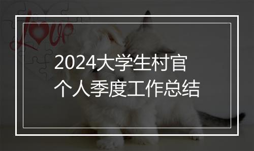 2024大学生村官个人季度工作总结