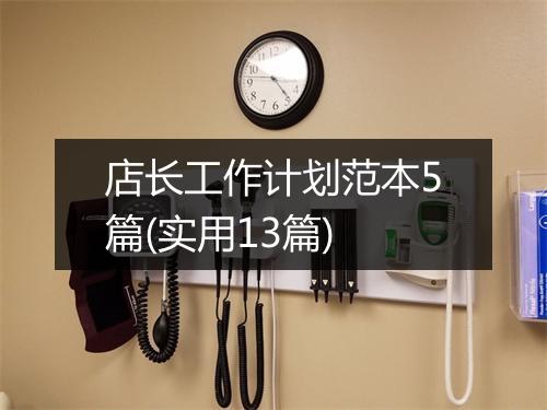 店长工作计划范本5篇(实用13篇)
