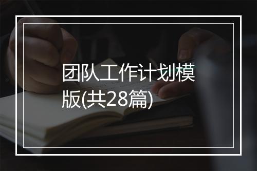 团队工作计划模版(共28篇)
