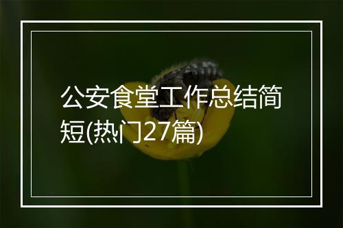 公安食堂工作总结简短(热门27篇)