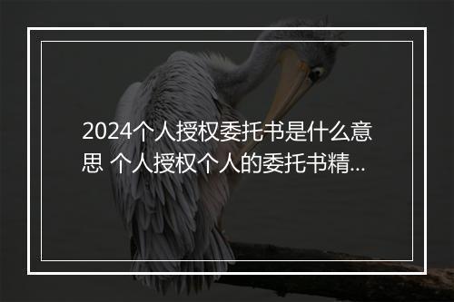 2024个人授权委托书是什么意思 个人授权个人的委托书精品范文9篇