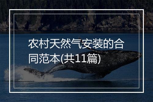 农村天然气安装的合同范本(共11篇)