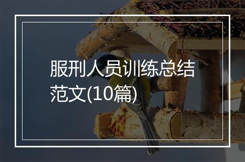 服刑人员训练总结范文(10篇)