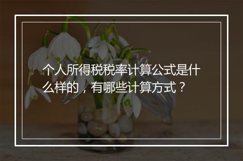 个人所得税税率计算公式是什么样的，有哪些计算方式？