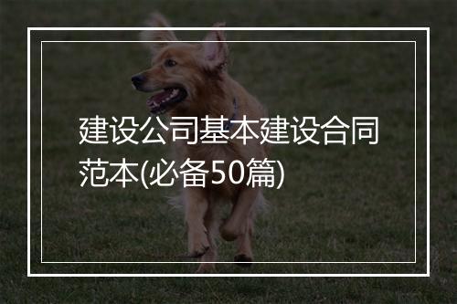建设公司基本建设合同范本(必备50篇)