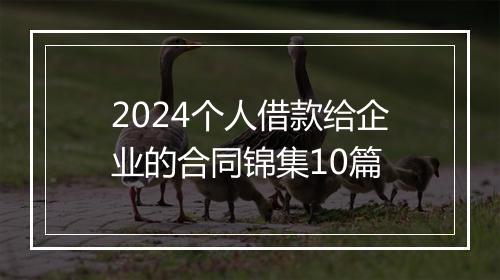 2024个人借款给企业的合同锦集10篇