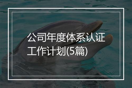 公司年度体系认证工作计划(5篇)