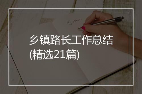 乡镇路长工作总结(精选21篇)