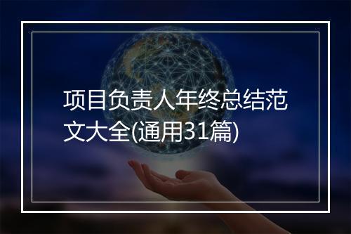项目负责人年终总结范文大全(通用31篇)