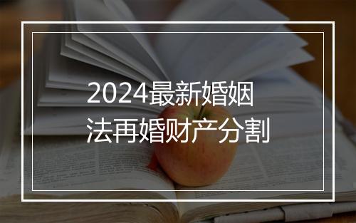 2024最新婚姻法再婚财产分割