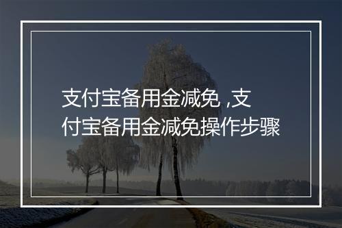 支付宝备用金减免 ,支付宝备用金减免操作步骤
