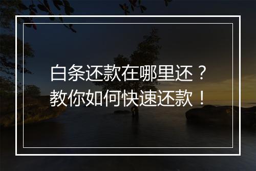 白条还款在哪里还？教你如何快速还款！