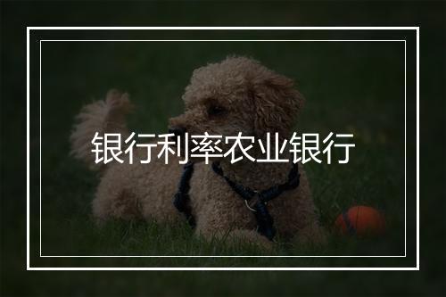 银行利率农业银行