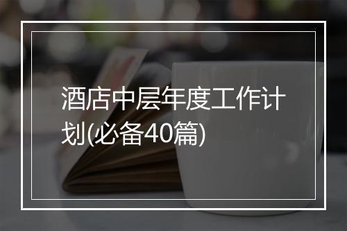 酒店中层年度工作计划(必备40篇)