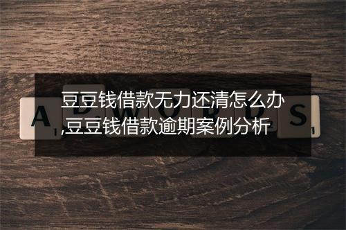 豆豆钱借款无力还清怎么办,豆豆钱借款逾期案例分析