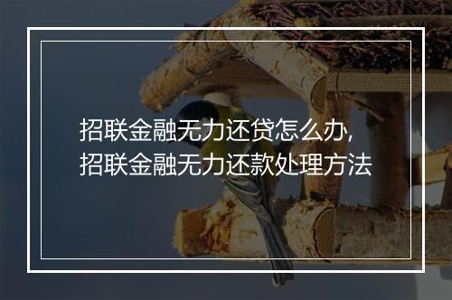 招联金融无力还贷怎么办,招联金融无力还款处理方法
