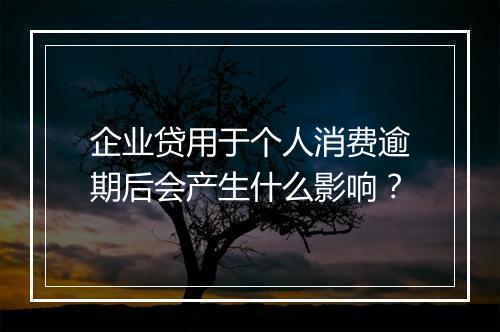 企业贷用于个人消费逾期后会产生什么影响？