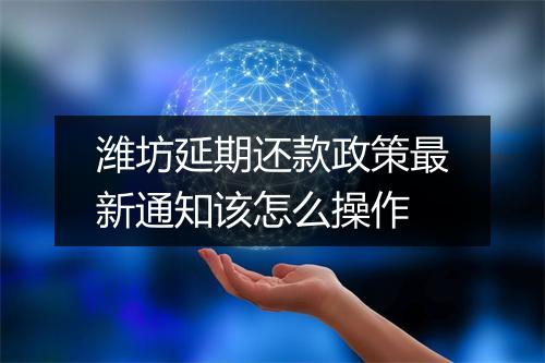 潍坊延期还款政策最新通知该怎么操作