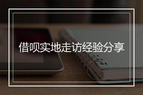 借呗实地走访经验分享