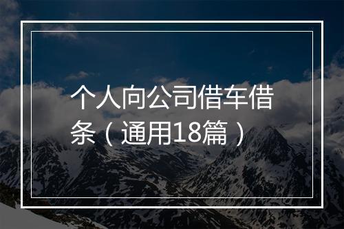 个人向公司借车借条（通用18篇）