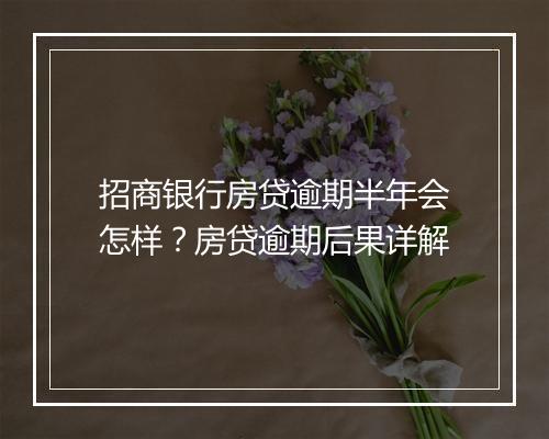 招商银行房贷逾期半年会怎样？房贷逾期后果详解