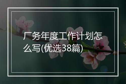 厂务年度工作计划怎么写(优选38篇)
