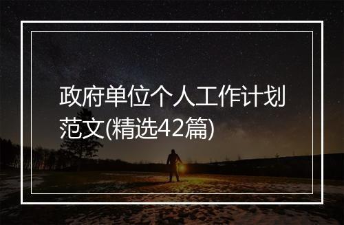 政府单位个人工作计划范文(精选42篇)