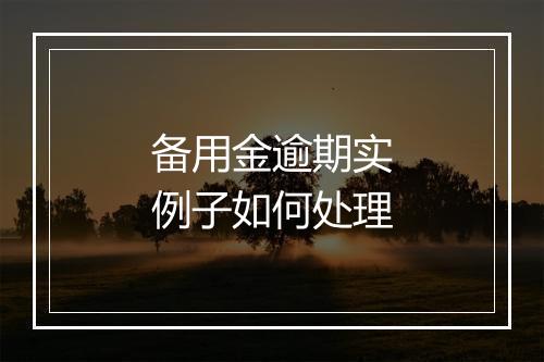 备用金逾期实例子如何处理