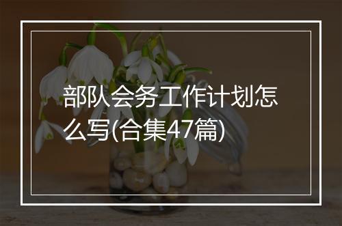 部队会务工作计划怎么写(合集47篇)