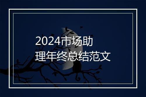 2024市场助理年终总结范文