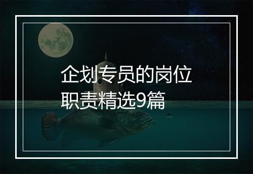 企划专员的岗位职责精选9篇